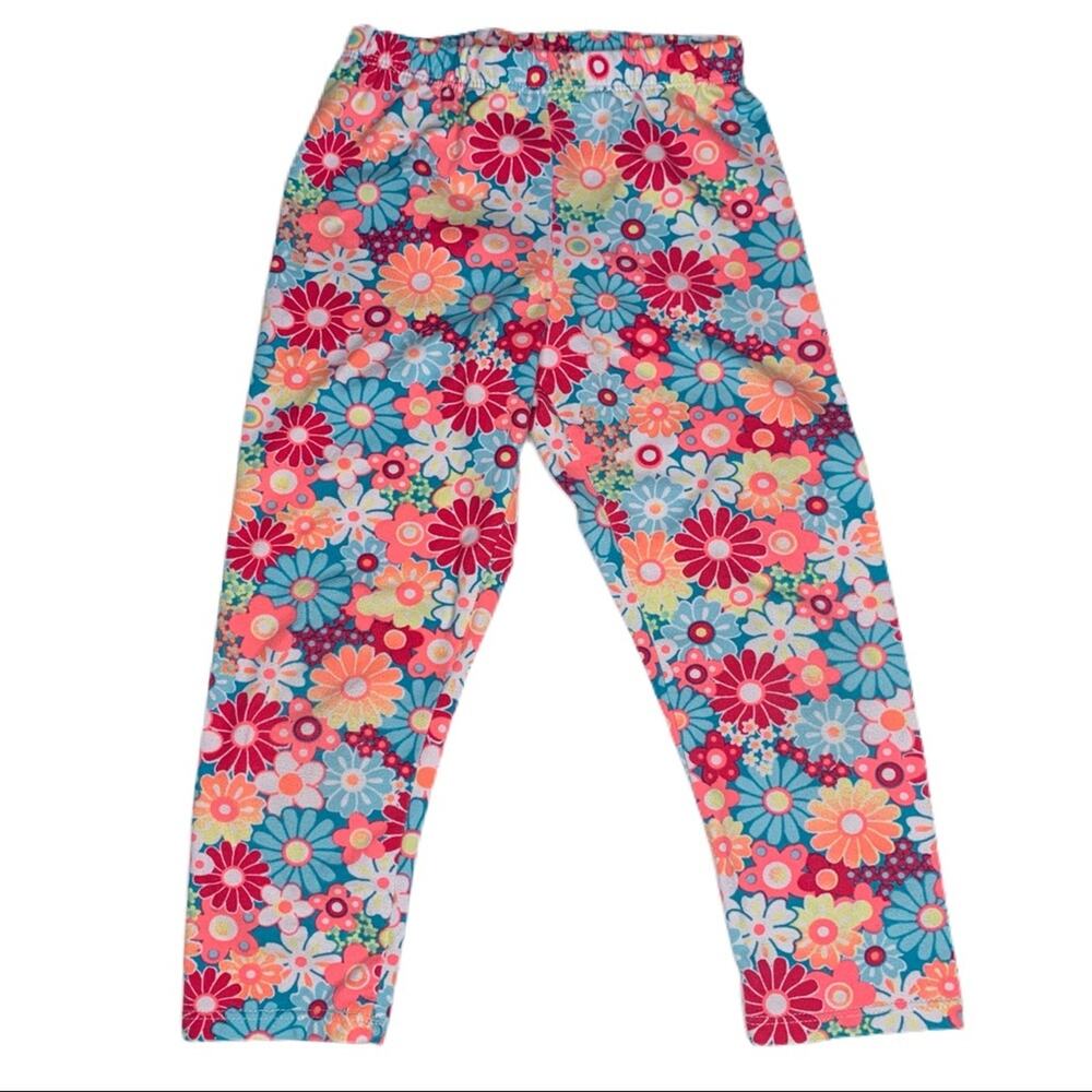 Girls Buttery Soft Neon Flower Leggings S